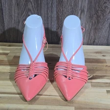 Nine West Women's Pink Strappy Pointed Toe Kitten Heel Sandals Size 8M
