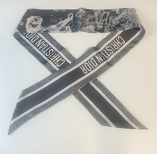 Dior Twilly Logo Print Scarf, Gray