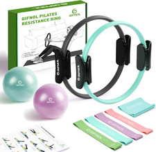 Pilates Ring and Ball Set with Resistance Bands - Pilates Equipment for Home Wor