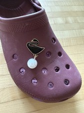 Swan With Pearl Faux  Bling Shoe Charms Compatible With Crocs