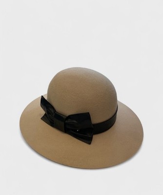 Panizza Giulia Chianti Wollfilzhut mit Schleife, breit gespannt, beige GIULIA