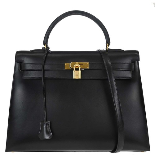 Hermes Black Box Calf Kelly 35 Sellier 2way Handbag 7 ◯X 178608