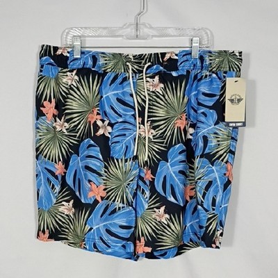 NWT Dockers Navy Blazer Harbor 7'' Caribbean Fronds Swim Short Mens Size XL