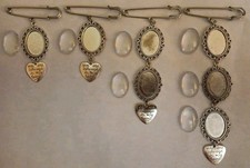 4 Family Photo Holder Double Lace Frame Brooch/Pendant