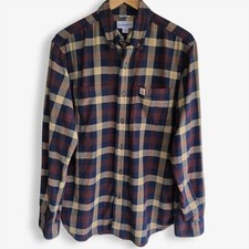 Carhartt Men's Rugged Flex Hamilton Plaid Flannel Shirt Khaki Medium M Outdoor