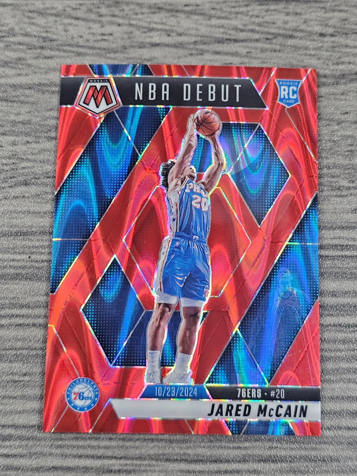 2024-25 Panini Mosaic - NBA Debut Jared McCain #263 Red Seismic Prizm /299 (RC)