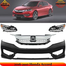 Front Bumper Cover Fascia Paintable & Grille Assembly For 2016-2017 Honda Accord
