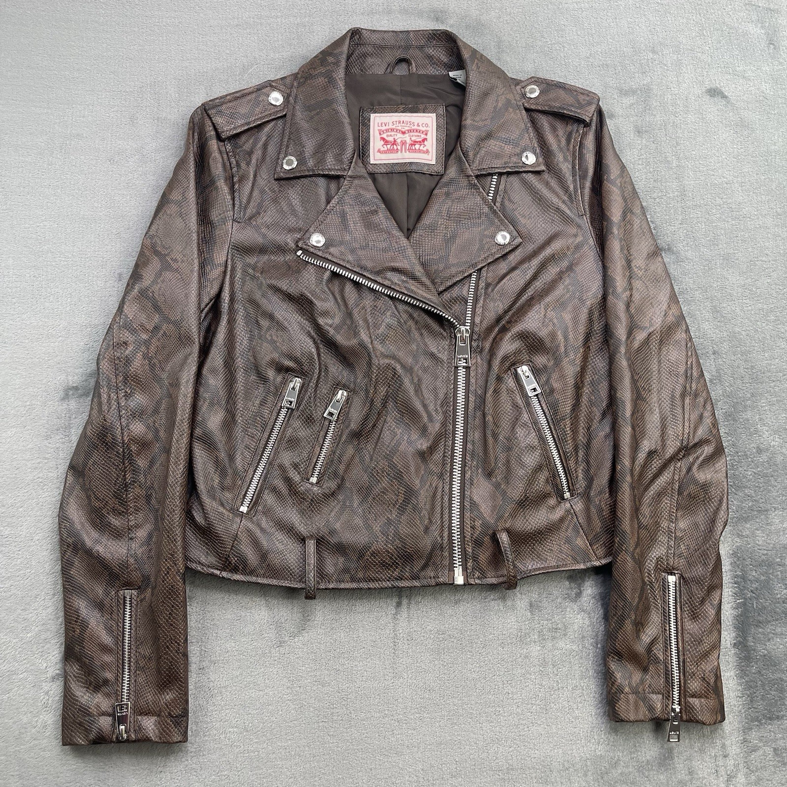 Levi's Faux Leather Python Print Zip Front Women'… - image 1