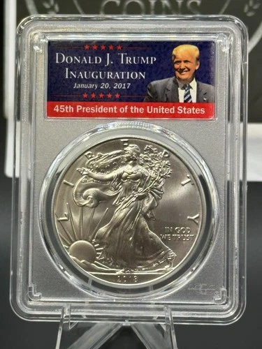 2018 PCGS MS70 Silver Eagle Trump Inauguration First Strike RARE!!