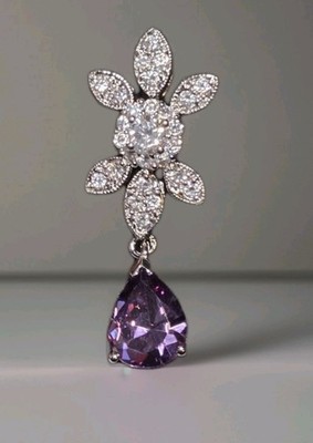 Natürlicher Amethyst & weißer Topas 925 Hänger Sterlingsilber Anhänger 2303