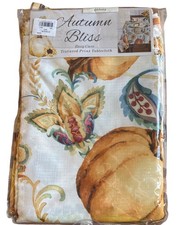 Autumn Fall Tablecloth Pumpkin Textured Print 52 x 70" Oblong Benson Mills