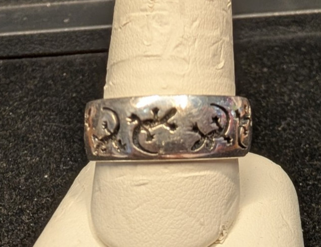 Native American Signed Lizard Sterling Silver Sz1… - image 2