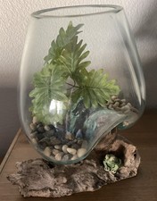 Cool Hand Blown Molten Glass  Drift Wood Terrarium Vase Fish Bowl Beach Decor