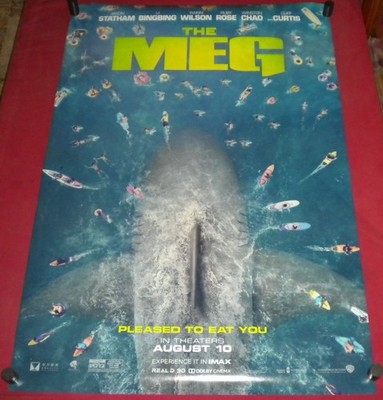 The Meg Movie Poster 27x40 D/S Jason Statham Rainn Wilson Ruby Rose   Shark film