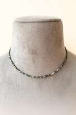 Blue Turquoise Faceted Round Gemstone 2-3MM Beads Handmade Choker Necklace 18''