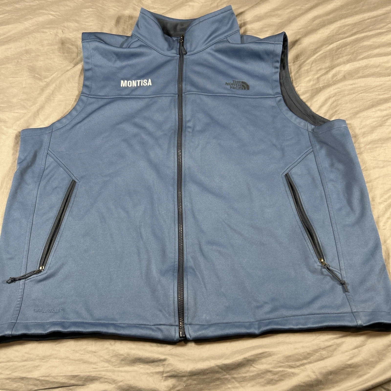 The North Face Vest Mens 2XL Blue Windwall Softshell Fleece Lined Full Zip