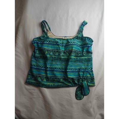 Azul by Maxine Blue Green Tribal Print Tankini Top Plus Size 18W