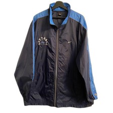 Vintage 90s Nike XXL 2X Blue Windbreaker Athletic Softball Jacket Red Swoosh