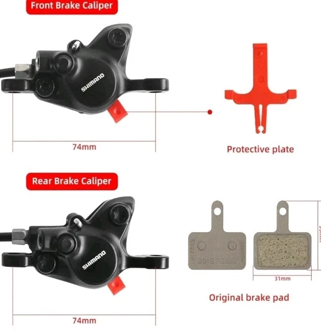 Комплект гидравлических дисковых тормозов для горного велосипеда MT200 с роторами RT26 160 мм левый передний 800 мм правый - Изображение 2 из 4