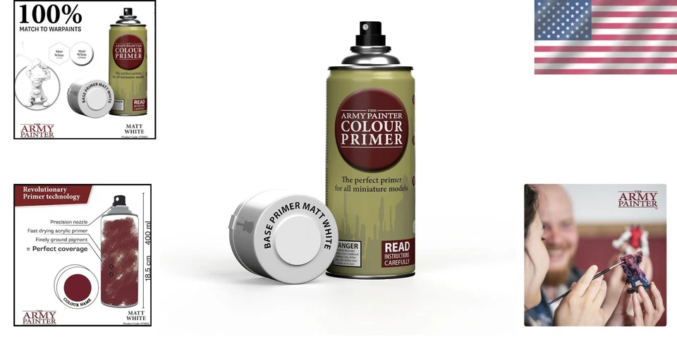 Imprimación en spray acrílico blanco mate 400 ml 13 oz metal plástico interior exterior Foto 2 de 4