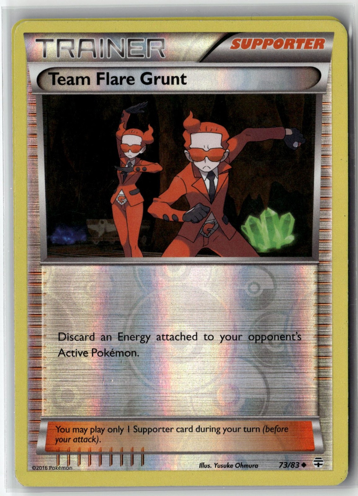Team Flare Grunt 73/83 U Reverse Holo Generations Pokemon EN Moderately Played