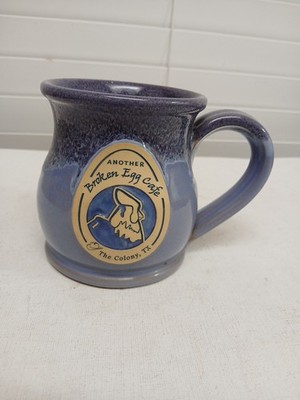 Deneen Pottery The Colony Texas Another Broken Egg Drip Glaze Blue Coffee Cup