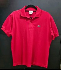 Lacoste Polo Shirt 100 Cotton Short Sleeve Classic Fit, Red Pre-loved 