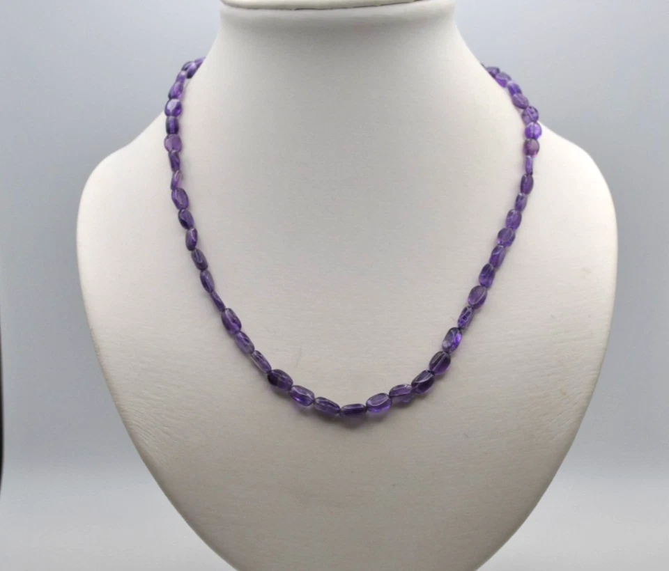 Amethyst Oval Halskette mit glatt geschliffen Steine - Bild 1 von 1