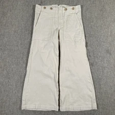 Anthropologie Pilcro The Kit High-Rise Wide-Leg Utility Trouser 27 (29x24) Cream