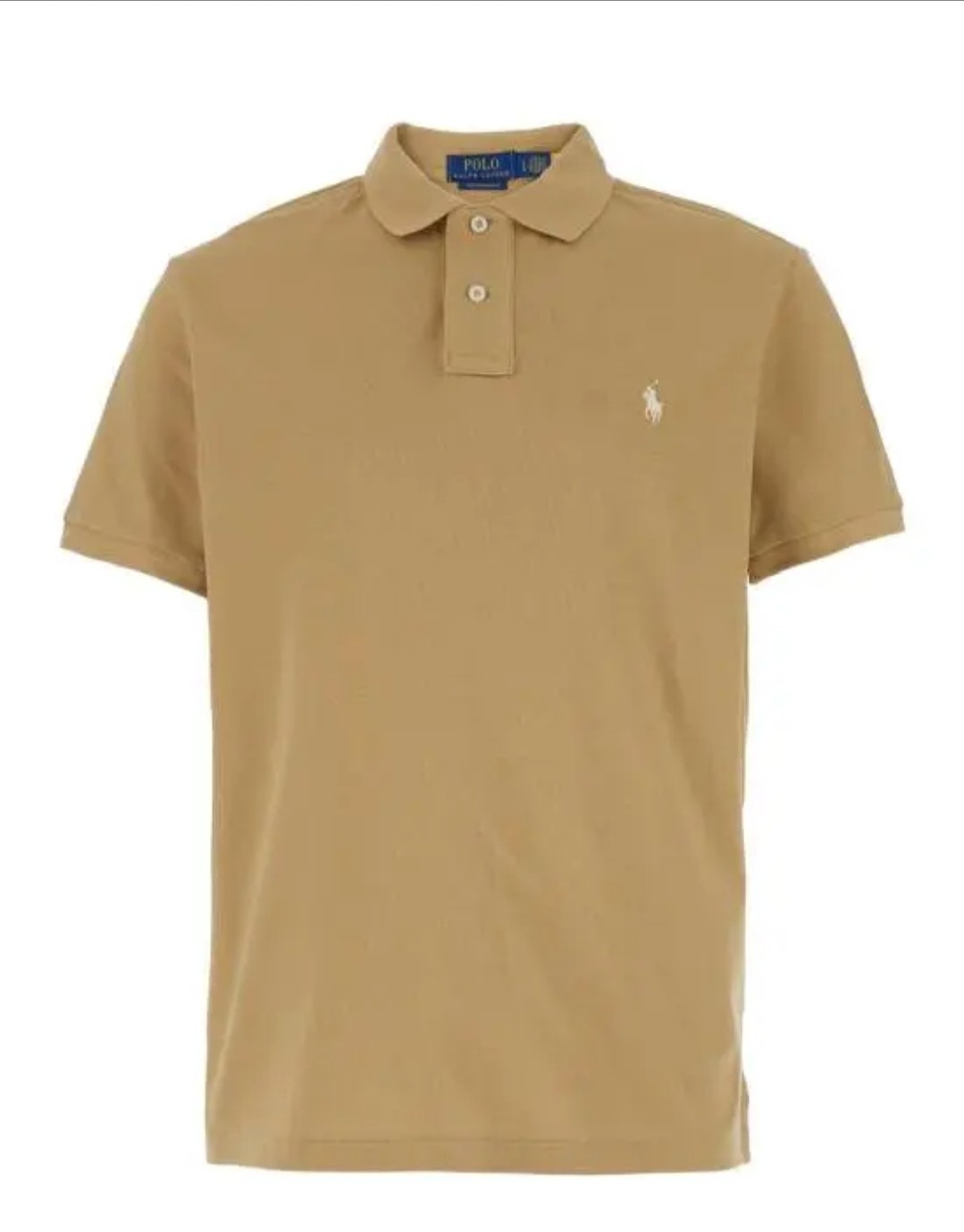 POLO RALPH LAUREN Men's Custom Slim-Fit Mesh Polo Shirt,Medium, TAN, MSRP $110