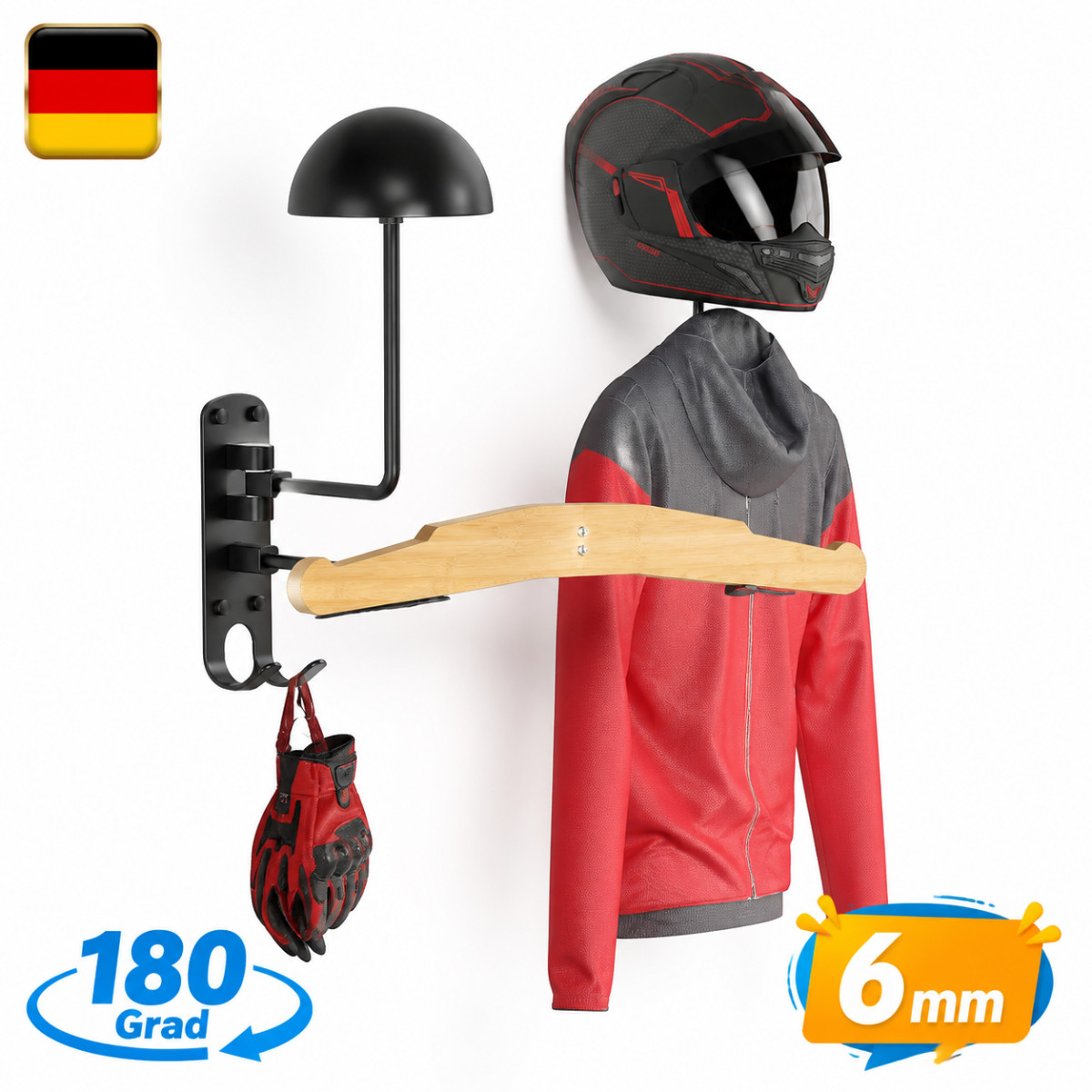 Supporto Casco Parete 180 Gradi Girevole Moto Supporto Casco per Guardaroba IT