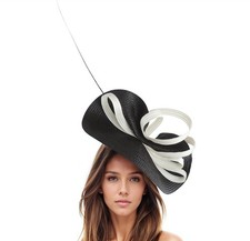 Black White Statement Fascinator Hat Races Kentucky Derby Oaks Ascot Wedding