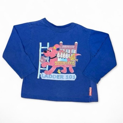 Clifford The Big Red Dog Vintage Kids Shirt 3T/4T Fire truck Long Sleeve Graphic