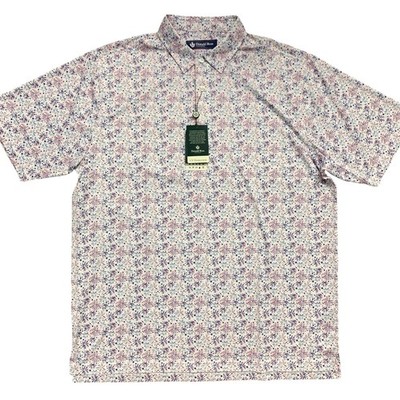 Donald Ross Polo Shirt Large Patriotic Firework Jersey White **Runs Large*