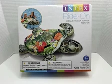 Intex Realistic Sea Turtle Ride-On Pool Float 75” x 67” Durable Handles #57555EP