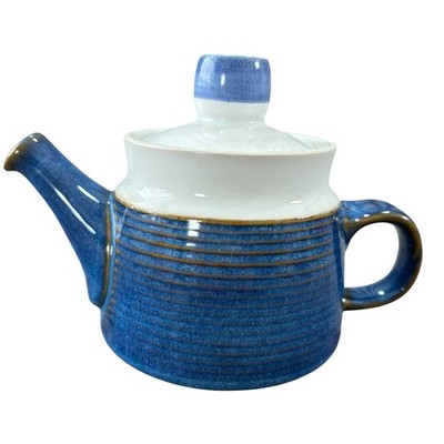 Denby Langley Chatsworth Teekanne & Deckel 0,75 Pint blau weiß englisches Steinzeug