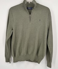 VTG Polo Ralph Lauren Men's XL Estate Rib 1/4 Zip Pullover Sweater Solid Olive