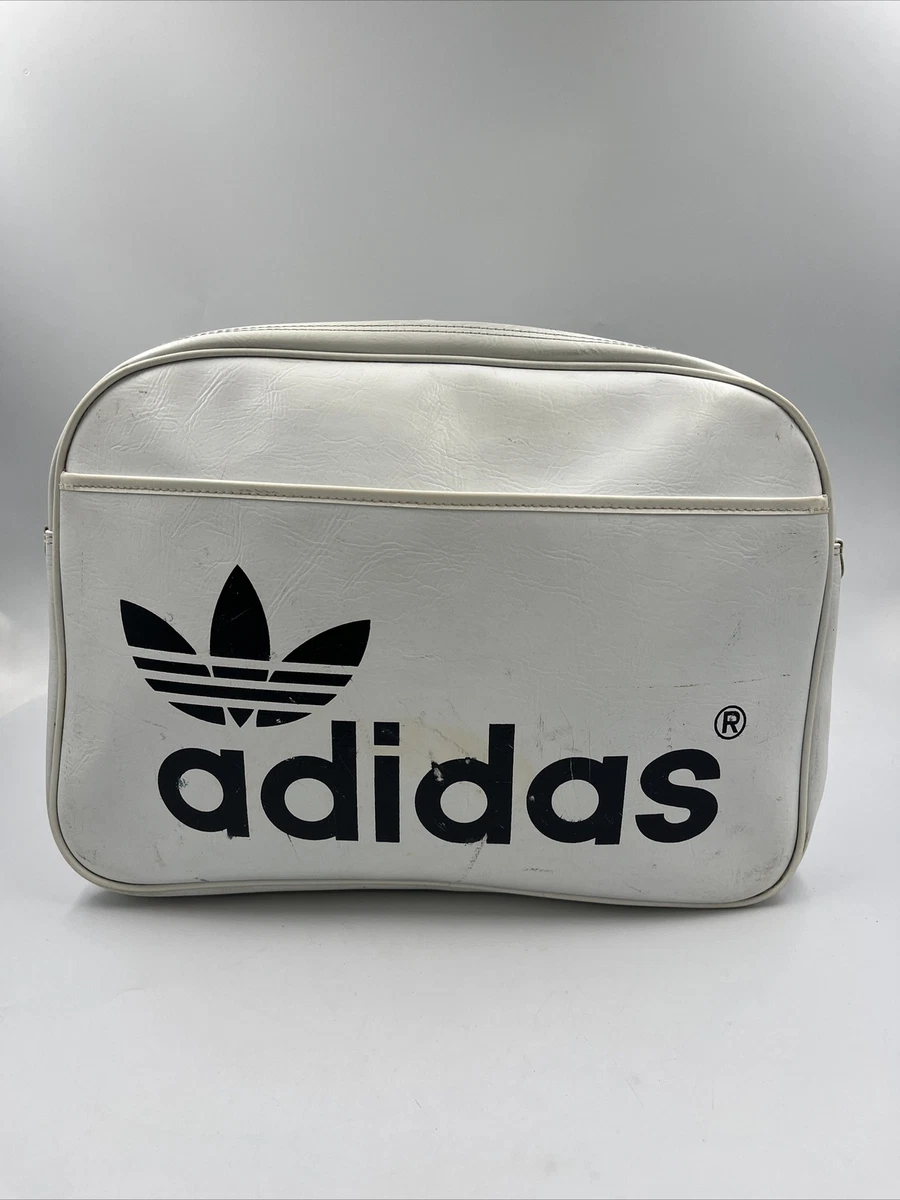 Vintage White Adidas Gym Bag Vinyl Trefoil Logo Won&#039;t Missing Strap | eBay