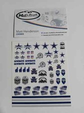 1/64 for hot wheels waterslide decals cowboys football nfl MADE IN THE USA 