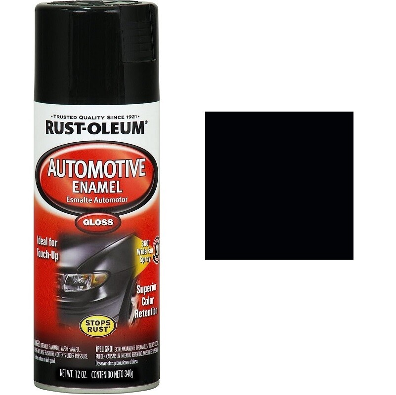 RustOleum 252462 Automotive Enamel Spray Paint, Gloss Black, 12 Ounce
