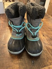 Sorel KIDS Unisex Yoot PAC Nylon Waterproof Teal Boots Size 12