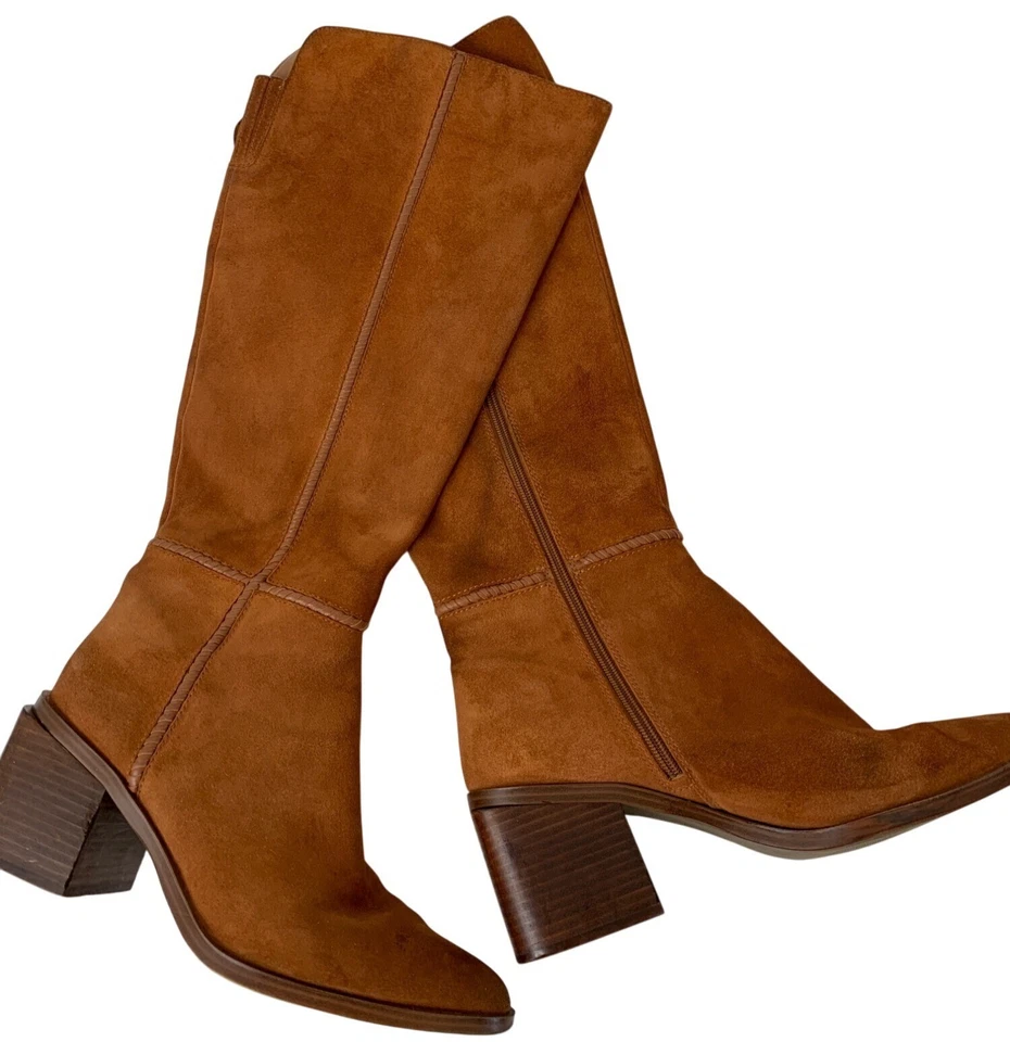 Vince Camuto Kaleeca 11M Tacón Grueso Gamuza Botas Altas con Cremalleras Laterales K10076 Foto 2 de 4