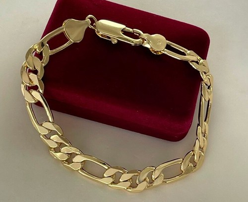 Luxus Herren Golden Armband 10mm Panzerkette 585er Gelbgold 14K vergoldet 25cm - Bild 3 von 7