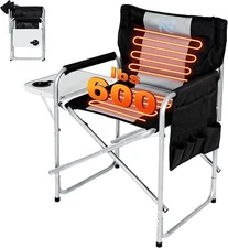 H&ZT Oversized Heated Camping Chair, Portable Directors Chair with 3 Heat Levels