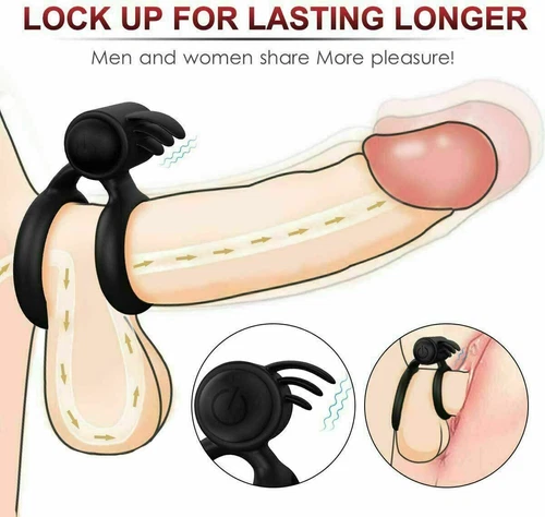 Men Penis Cock Ring Vibrator G-spot Dildo Massager Sex Toys For Women Couples - Picture 4 of 14