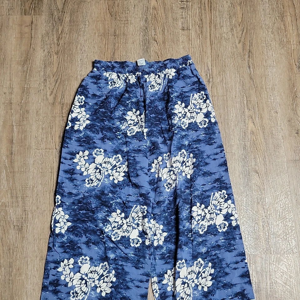 Chaus Sport Pull On Hawaiian Pants ~ Sz S ~ Blue ~ High Rise ~ 26" Inseam Foto 3 de 4