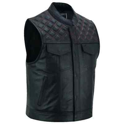 Herren Lederweste Biker Weste Chopper Motorrad Clubweste Kutte Leder Rocker Neu