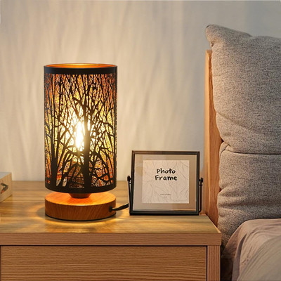 Black Industrial Table Lamp Stepless Dimmable,Small Bedside Lamps for Night Stan