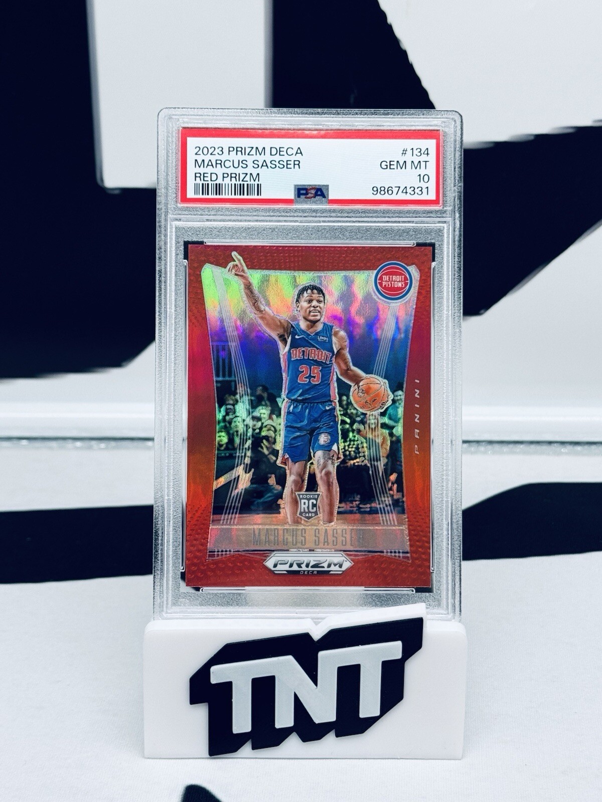 Marcus Sasser 2023-24 Panini Prizm DECA Rookie Red Prizm /199 PSA 10