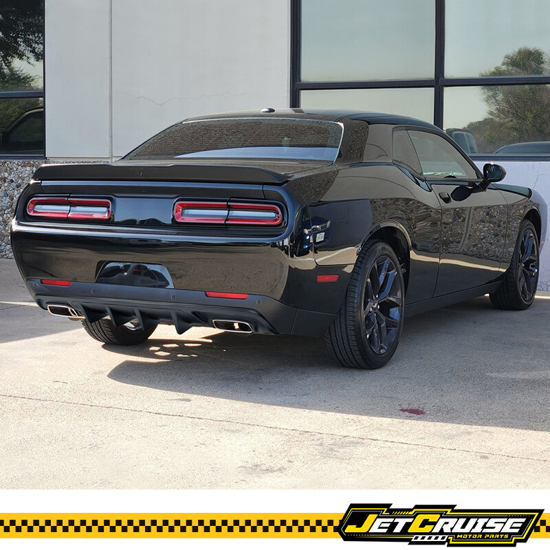 Fits 15-23 Dodge Challenger V3 Style Rear Bumper Lip Diffuser Matte Black PP